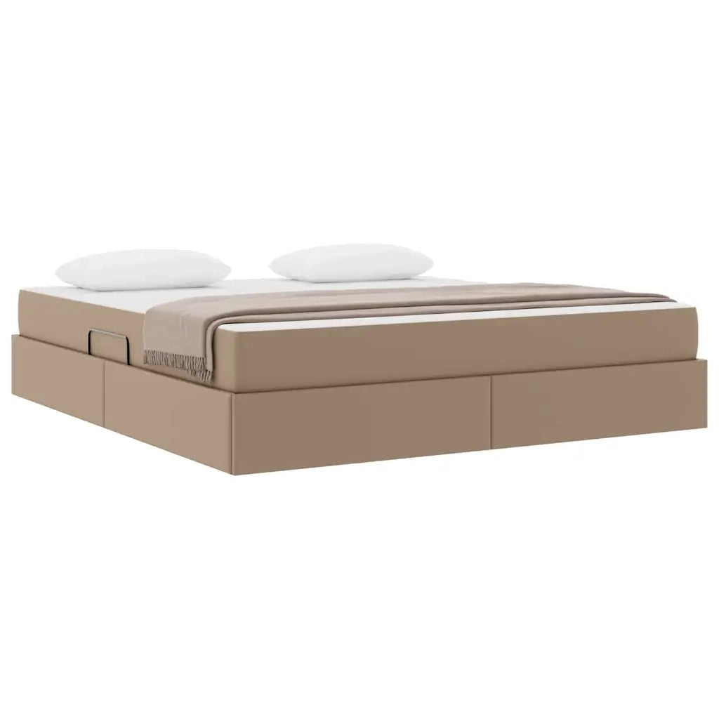 Letto con contenitore e materasso 2 pcs Cappuccino Pelle 3399623