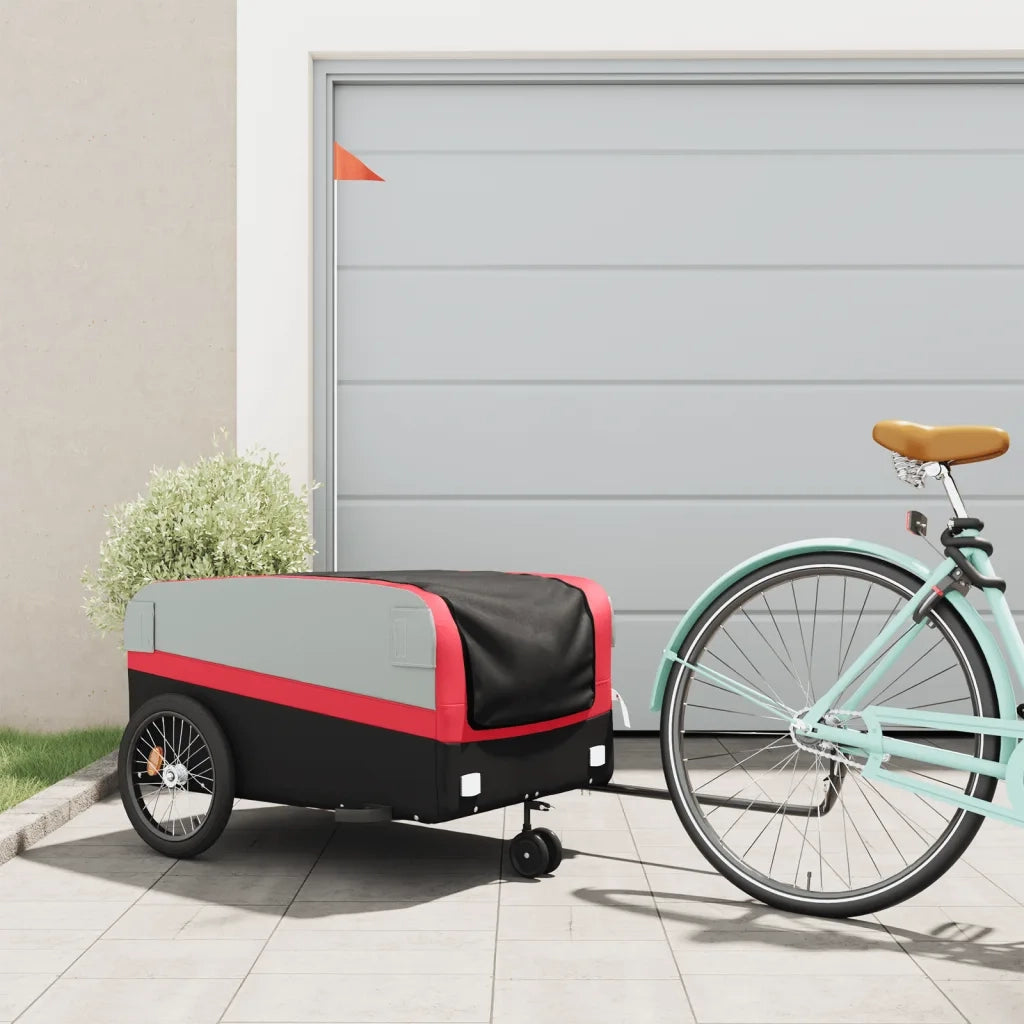 Rimorchio da Bici Nero e Rosso 45 kg in Ferro CFW1038711