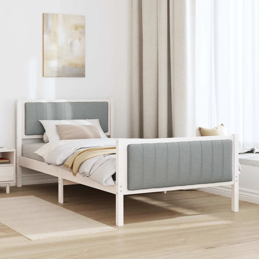 Struttura del letto-Giroletto-Rete del Letto Bianco e grigio chiaro 100 x 200 cm 795910