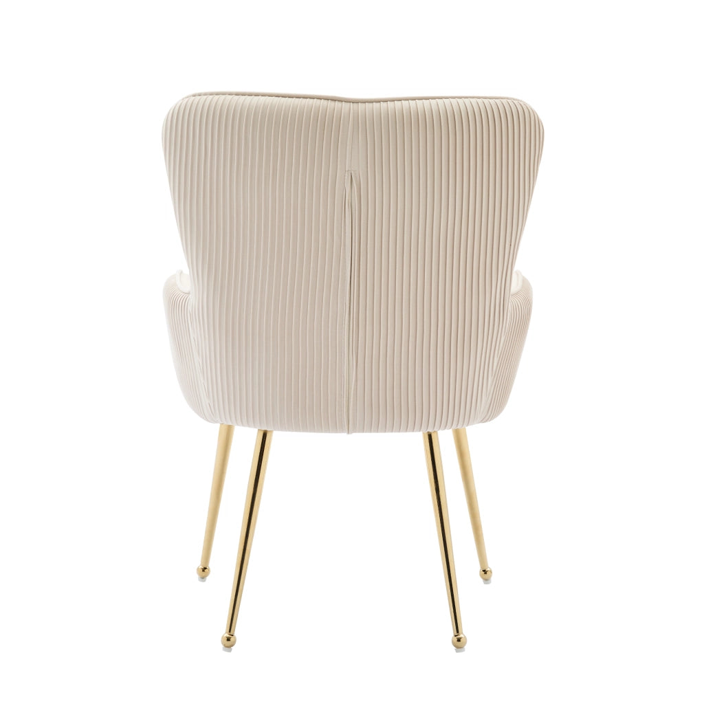 Sedia da pranzo Set di 4 con braccioli e supporto lombare in velluto Beige Oro