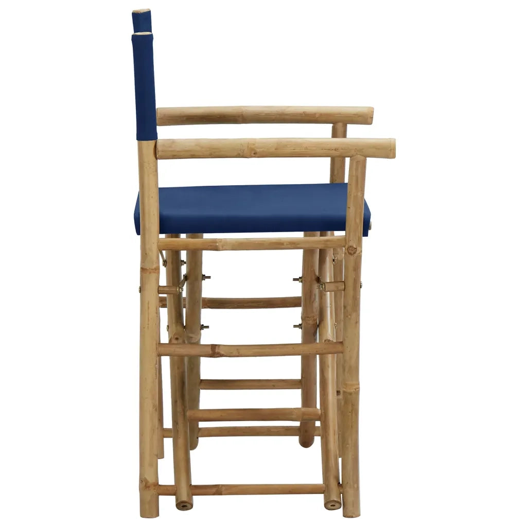 Sedie da Regista Pieghevoli 2 pz Blu in Bambù e Tela 313030