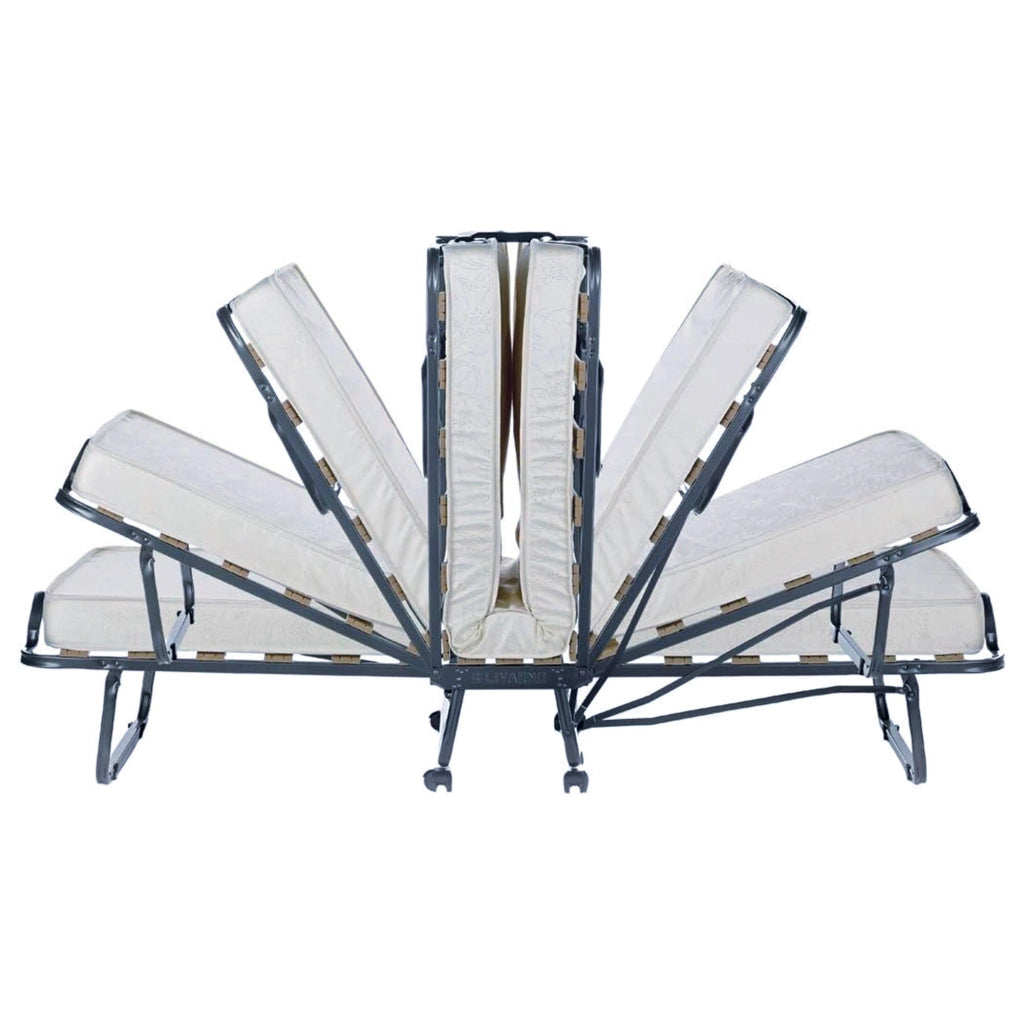 Letto pieghevole Banzi, Brandina con rete a 15 doghe, Lettino salvaspazio, 100% Made in Italy, 80x200h40 cm, materasso memory incluso