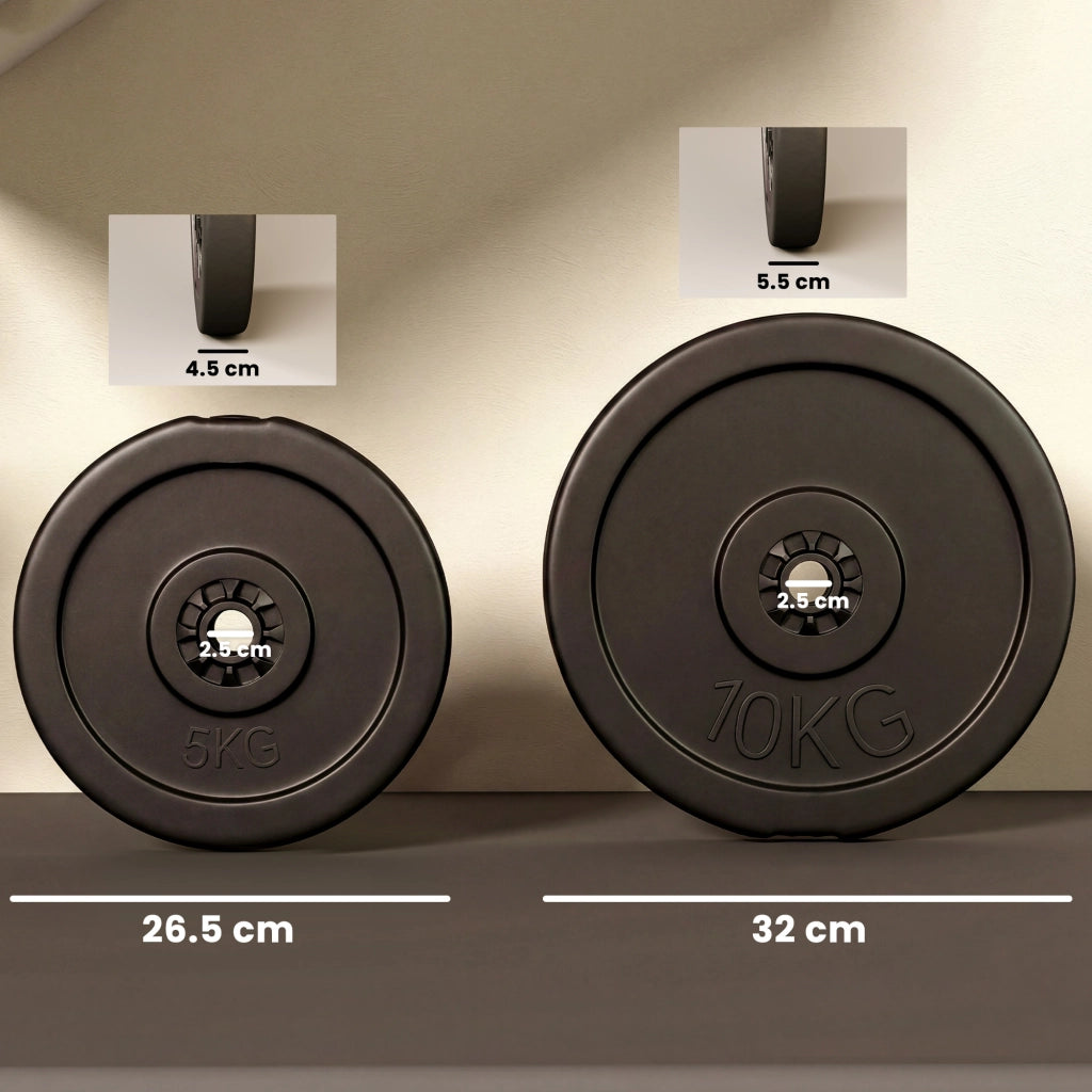 Set Dischi Piani per Bilanciere ¨C Minimal ¨C 4 Pezzi, Nero
