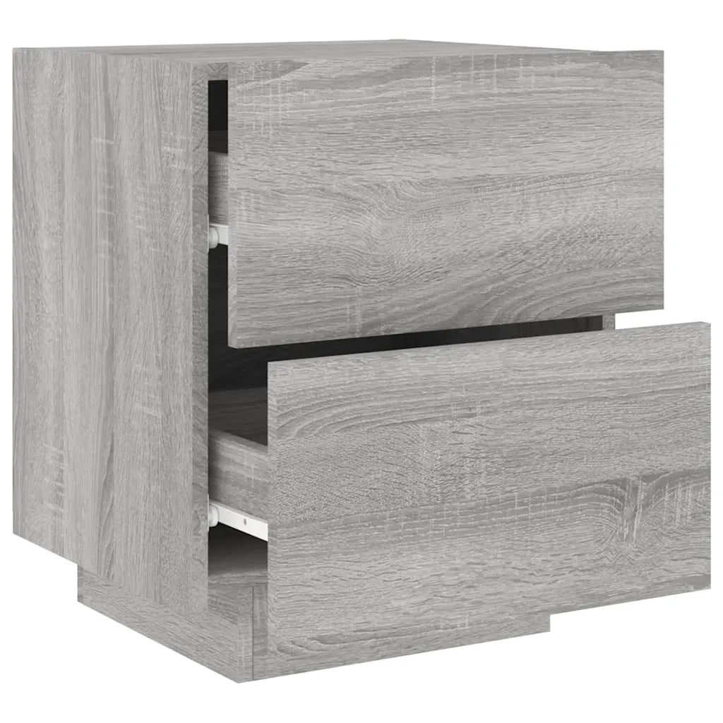 Comodino con Luci LED Grigio Sonoma in Legno Multistrato 836745