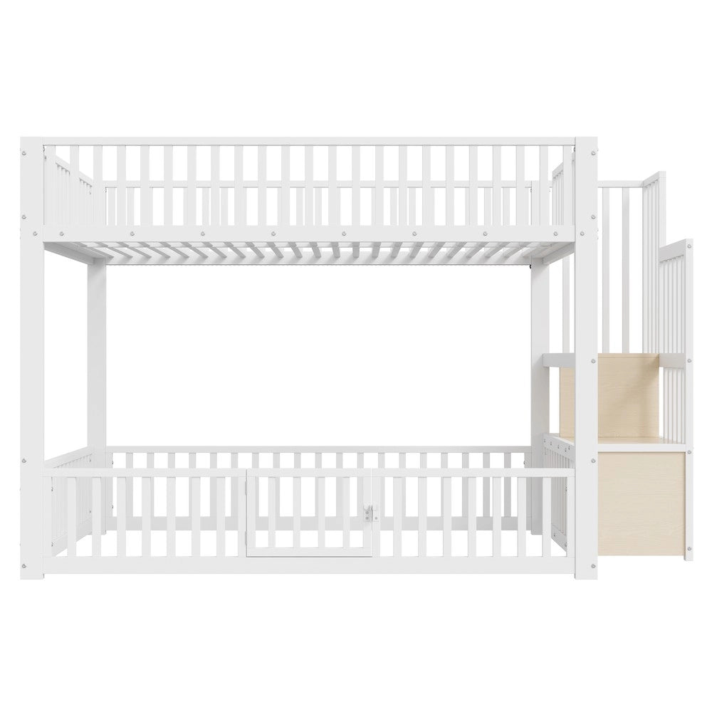 Letto a Castello con Contenitore e LED ¨C Xylo ¨C Bianco 140x200