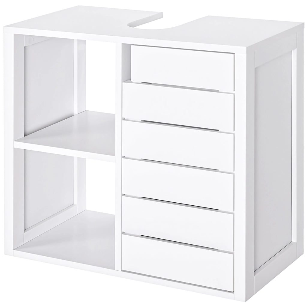 Mobiletto Sottolavabo Sospeso con 2 Ripiani e Anta ¨C Minimal ¨C 60x30x54 cm Bianco
