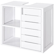 Mobiletto Sottolavabo Sospeso con 2 Ripiani e Anta ¨C Minimal ¨C 60x30x54 cm Bianco