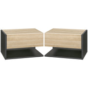 Comodini a Sospensione ¨C Minimal ¨C Legno Rovere e Nero 46x30x30
