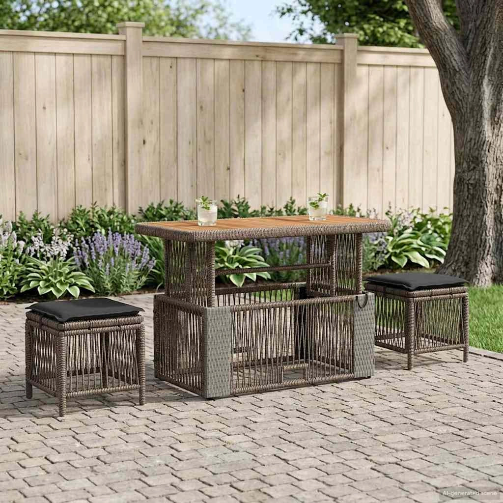 Set da Pranzo per Giardino 4 pz Grigio e Grigio Scuro 42026754