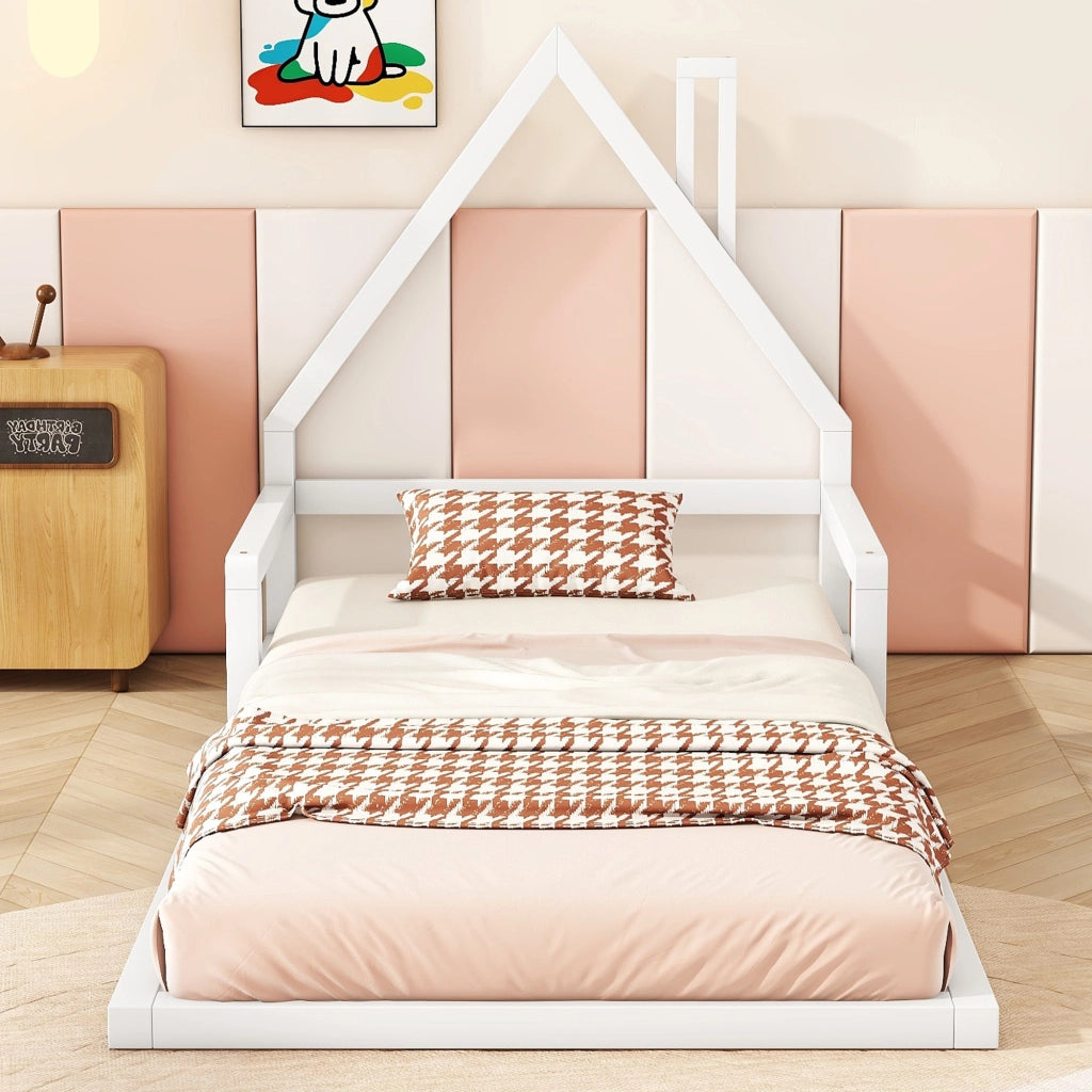 Letto Singolo per Bambini in Pino Massello Bianco ¨C MINIMAL ¨C 90x200