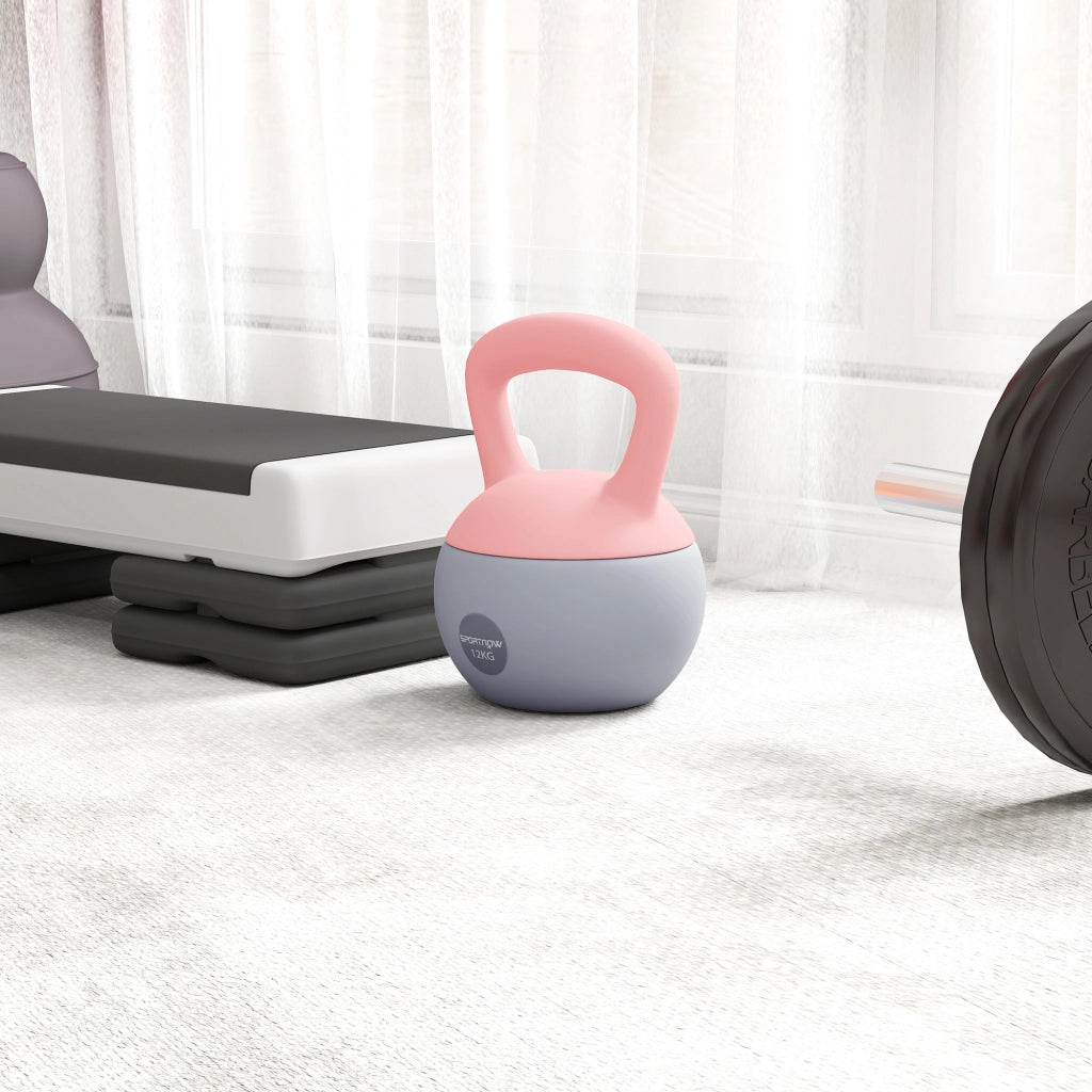Kettlebell 12 kg ¨C Minimal ¨C Rosa e Grigio 21x21x30 cm