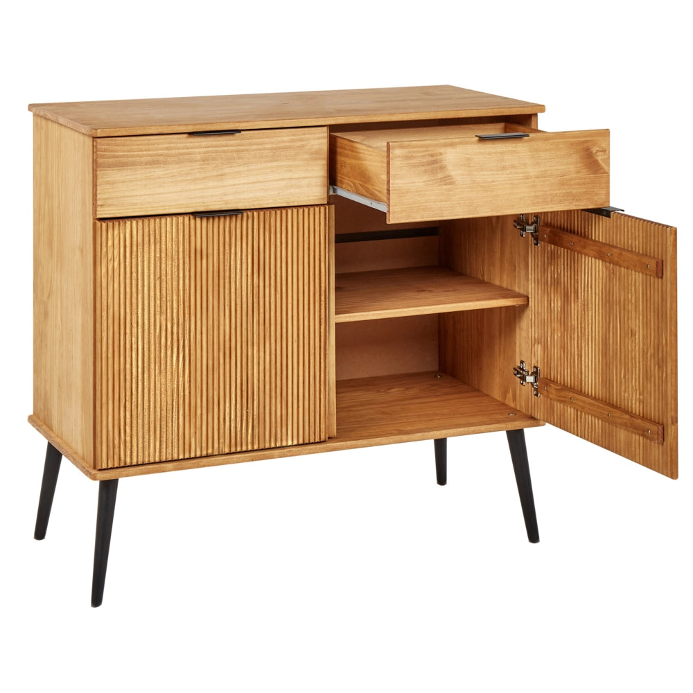 Credenza con 2 cassetti e 2 ante in legno chiaro in stile rustico classico