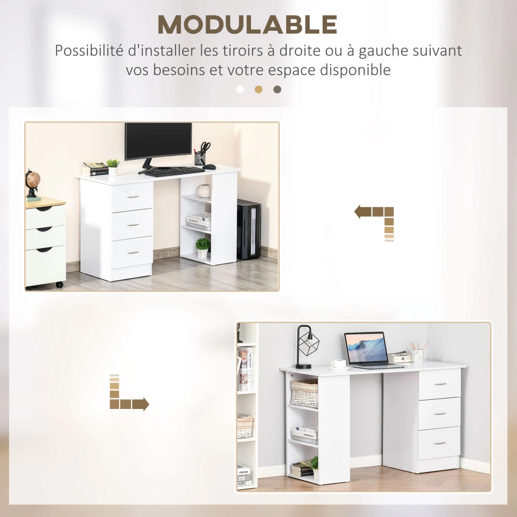 Scrivania con scaffale e cassetti ¨C Minimal ¨C bianco 120x50x cm