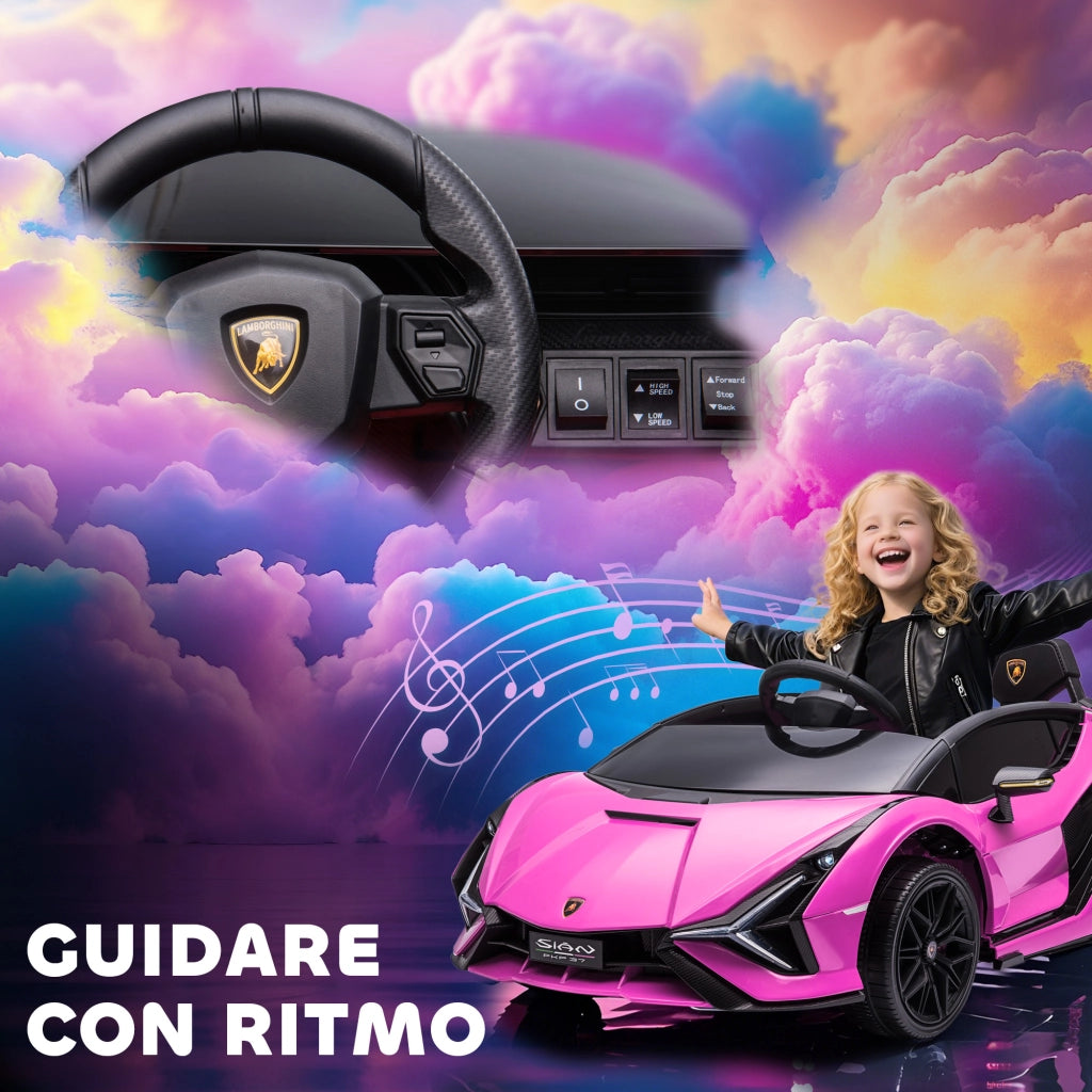 Auto Elettrica Bambini Lamborghini 12V con Telecomando ¨C Minimal ¨C Rosa