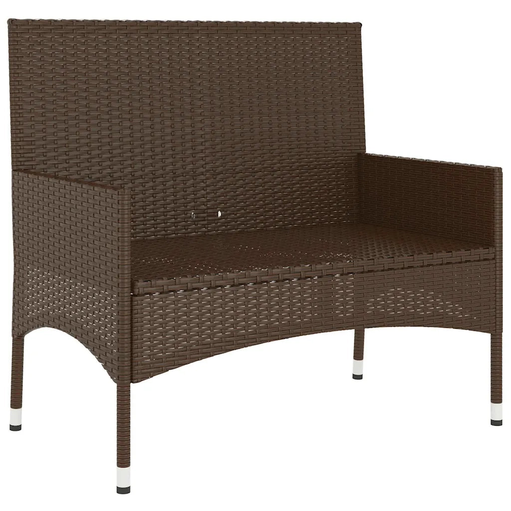 Panca da Giardino a 2 Posti con Cuscini in Polyrattan Marrone 319487