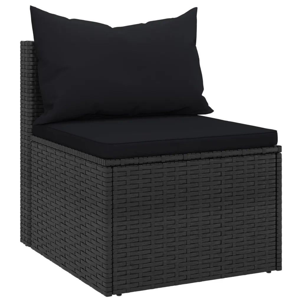 Set Divani da Giardino 4 pz con Cuscini Nero in Polyrattan 3186648