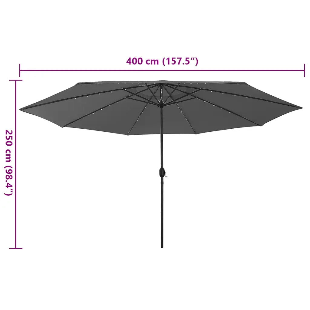 Ombrello | Parasolne da Giardino con Luci LED 400 cm Antracite