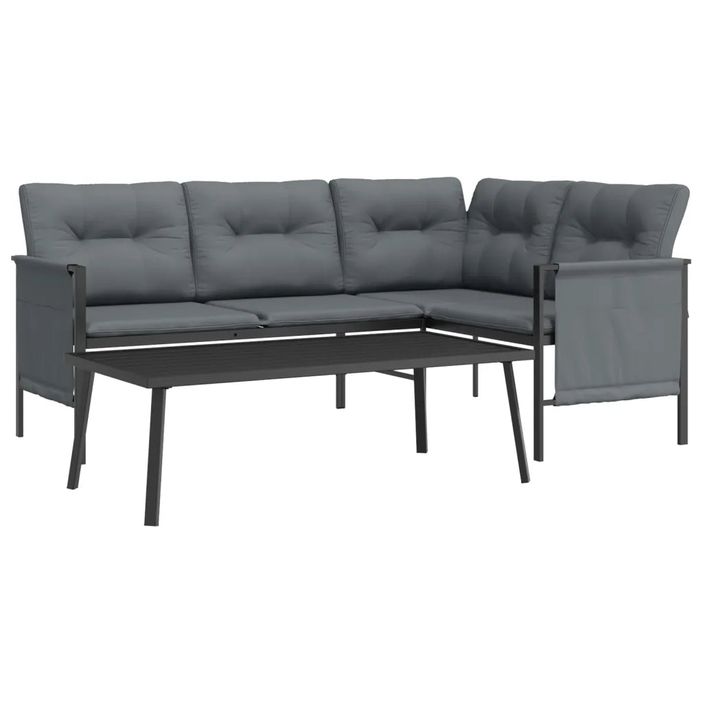 Set Salotto da Giardino 2 pz | Set di Mobili da Esterno in Acciaio Antracite