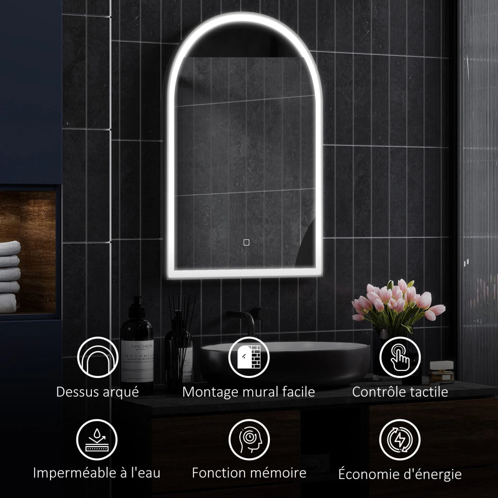 Specchio LED da Bagno ¨C zephmum ¨C 90x60cm Bianco Grigio Nero