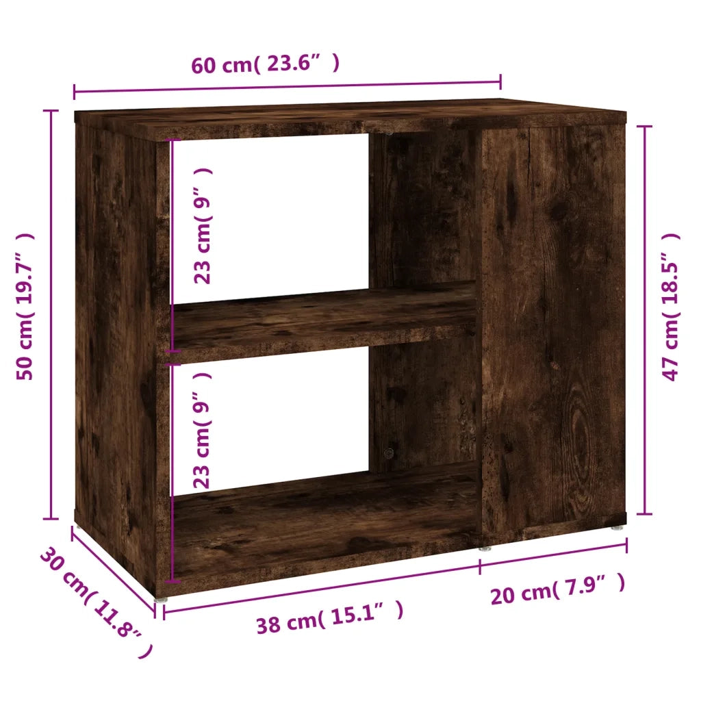 Mobiletto laterale in rovere affumicato pratico contenitore 60 x 30 x 50 cm legno composito marrone 02_0048244