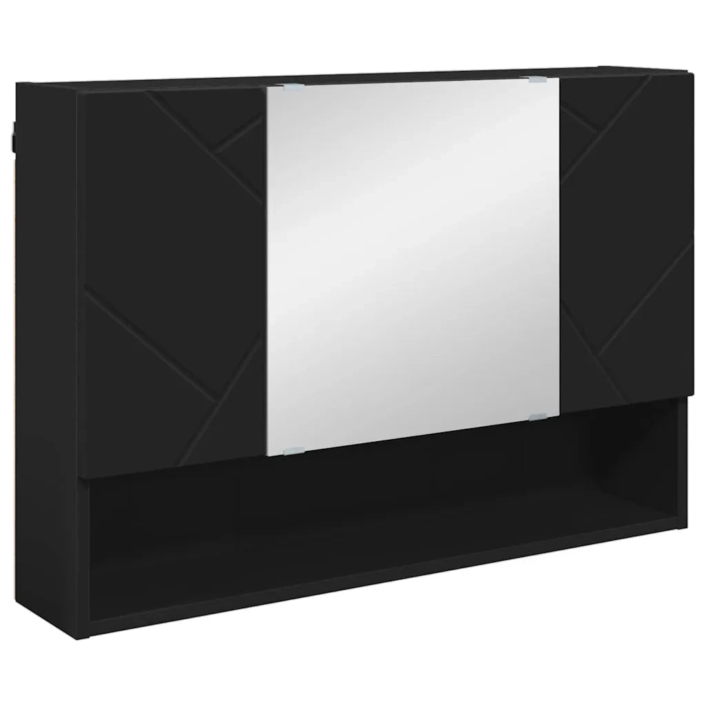 Set di mobili per il bagno con cassetto con porta 2 pcs Nero 3393014