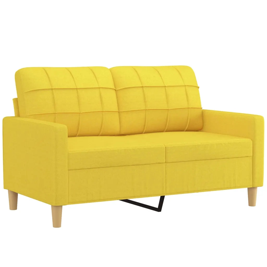 Set di Divani 3 pz con Cuscini Giallo Chiaro in Tessuto