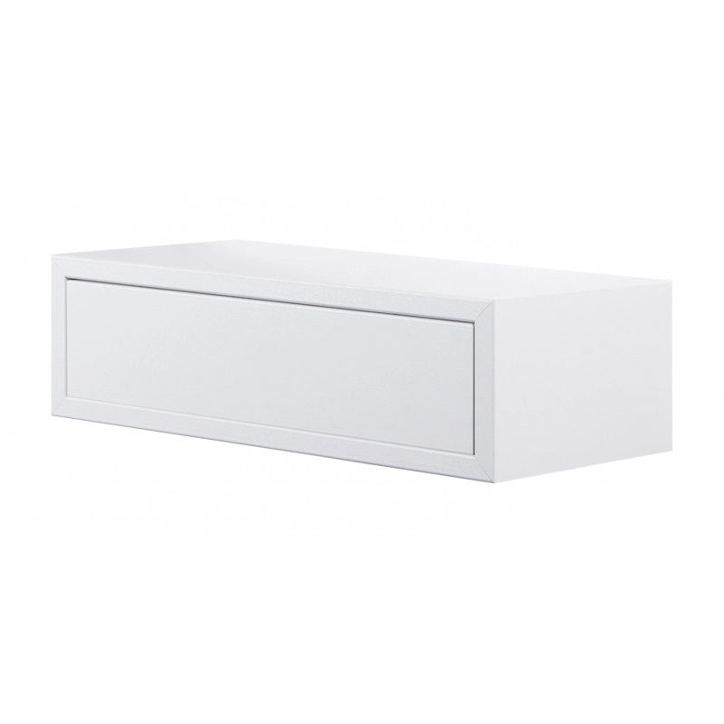Mensola da Muro con Cassetto Lego, Comodino Sospeso, Mensola da Parete, 45x13.4 p20 cm, Bianco - Made in Italy