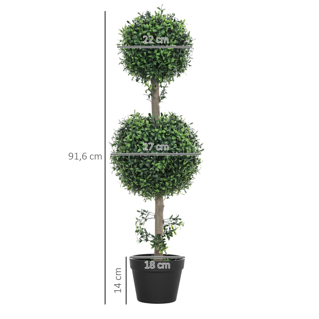 Set 2 Pezzi Piante Finte Buxus Artificiali ¨C Minimal ¨C Verde con Vaso