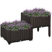 Vasche Quadrate Giardinaggio 2 Pezzi ¨C Minimal ¨C Marrone 40x44x26 cm