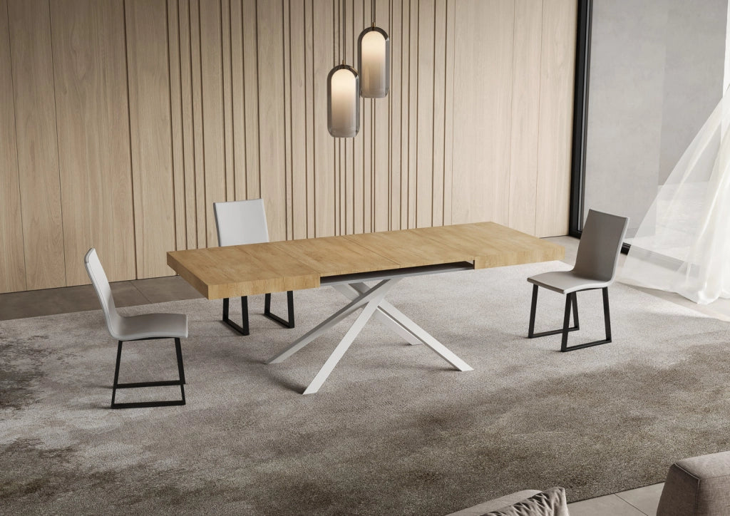 Tavolo allungabile 80x140/224 cm Niketis quercia natura gambe bianche