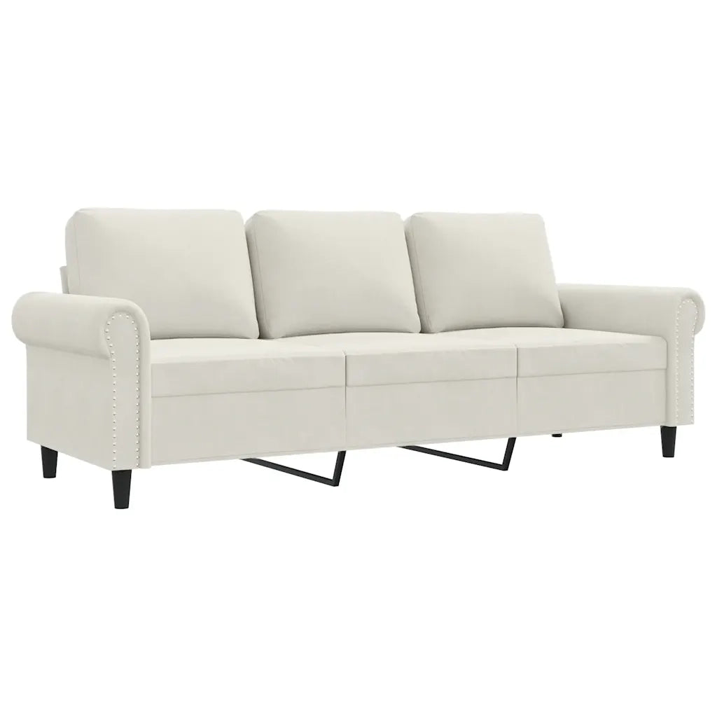 Divano a 3 Posti Crema 180 cm in Velluto 359547