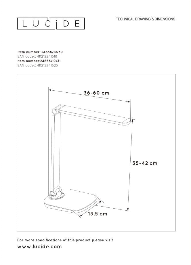 Lampada da scrivania Lucide VARIO LED 8W CCT nera