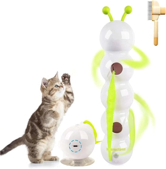 Giocattolo per Gatti Serie 2025 - Sensore di Movimento Intelligente - Simulazione di Prede Realistica - Disegno di Gioco Verticale (Bianco)
