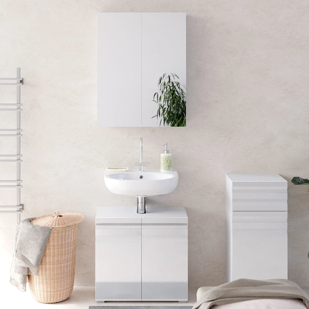 Vicco Set mobili bagno Bianco lucido 3 parti