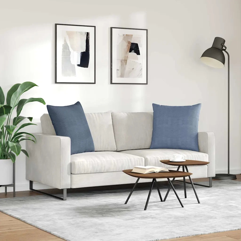 Cuscini da Divano 2 pz | Cuscini per sedie Blu 80 x 80 cm Tessuto in Cords