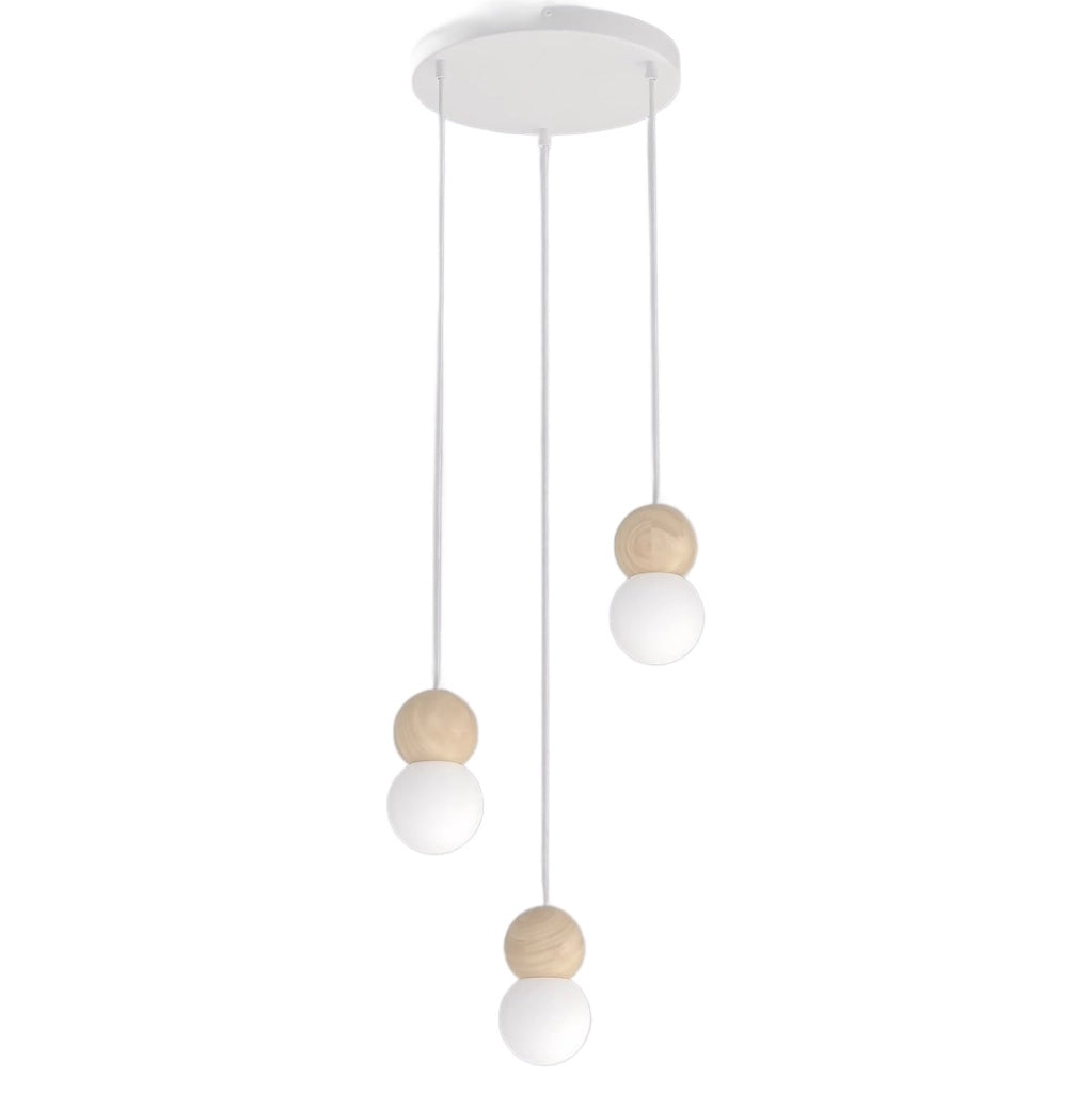 Lampada sospesa LOOP 3xG9 bianco beige legno vetro Emibig