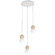 Lampada sospesa LOOP 3xG9 bianco beige legno vetro Emibig