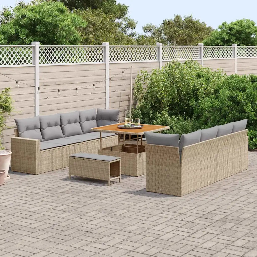 Set Divano da Giardino 12 pcs Beige e Grigio Chiaro polyrattan 3363547