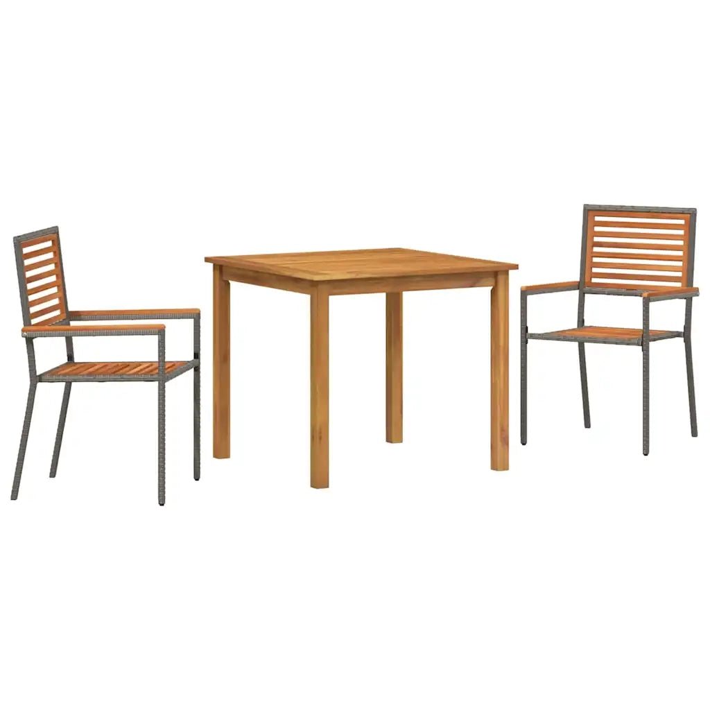 Set da Pranzo per Giardino 3 pcs Grigio