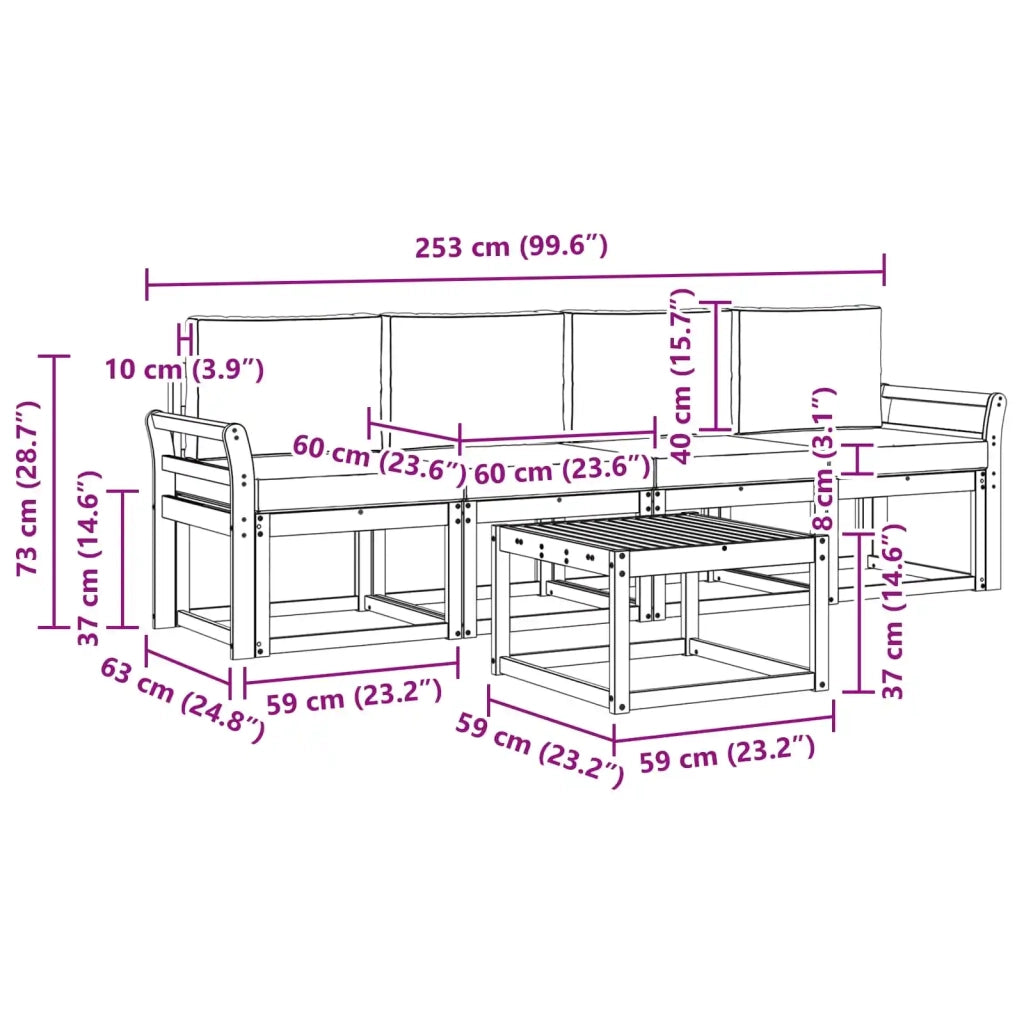 Set di divani da esterno con cuscino 5 pcs Bianco e Beige 3387212