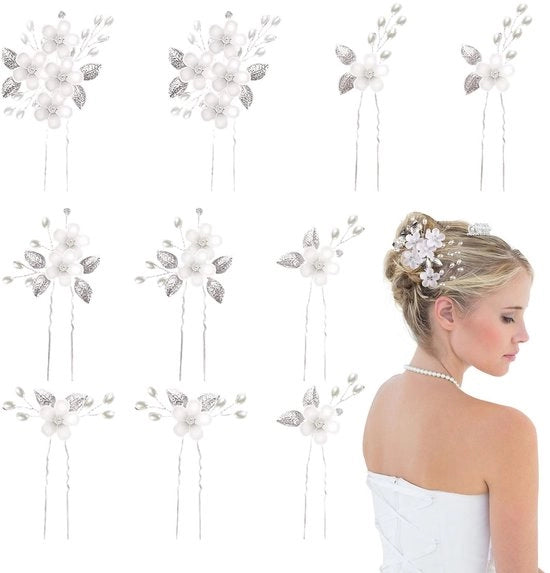 Decine di Stuks Spilloni per Capelli in Fiori - Accessori per Capelli in Argento per Sposa