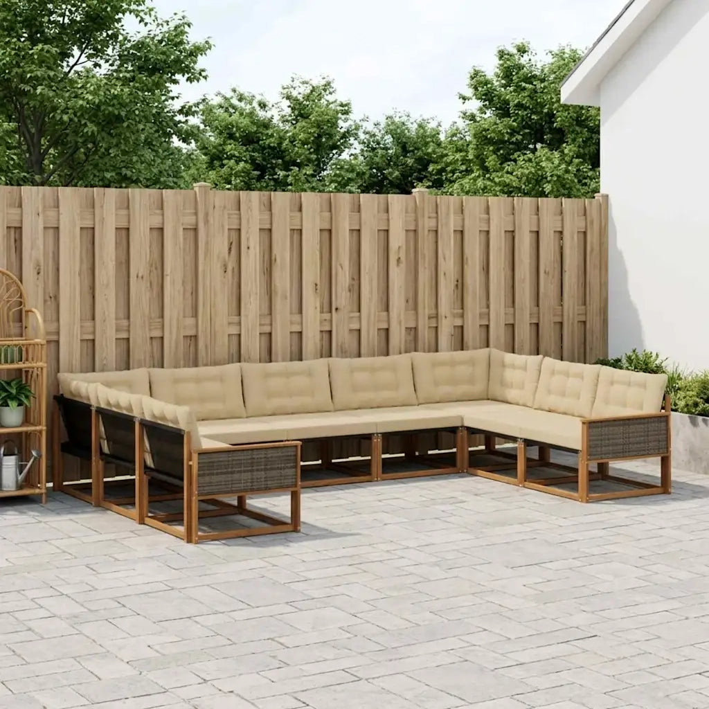 Set di divani da esterno con cuscino 9 pcs Naturale e Beige 3381677