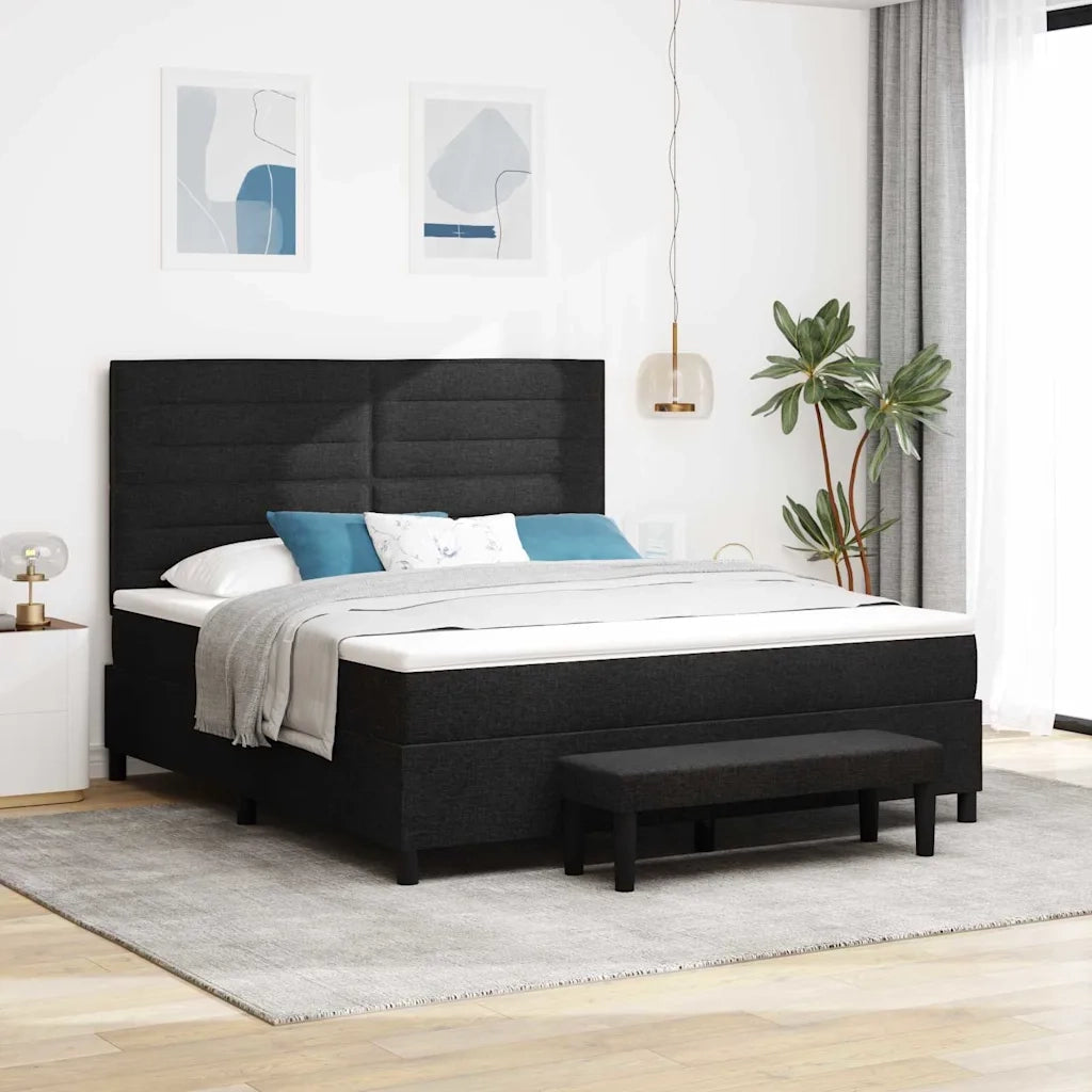 Letto a molle con testiera Nero 180 x 200 cm Tessuto 3344011