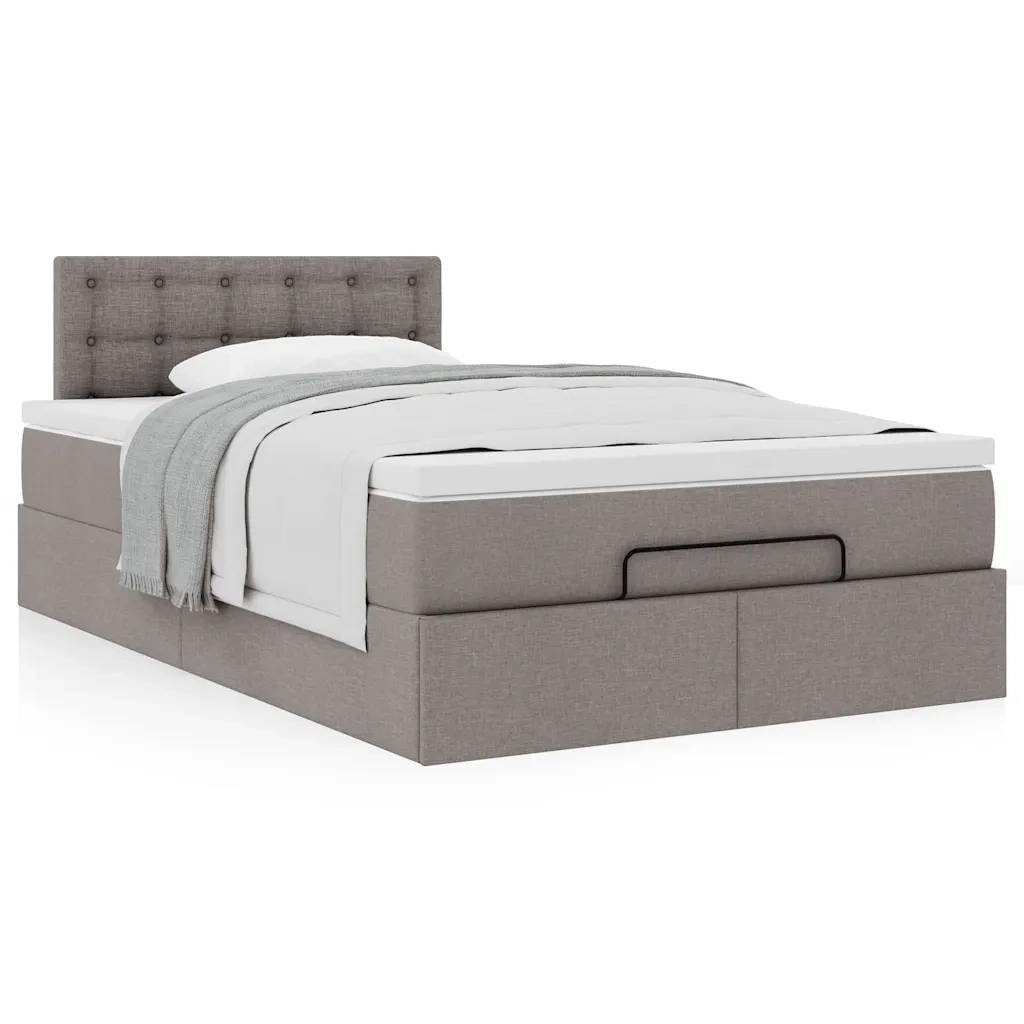 Struttura Letto Pouf con Materasso Tortora 120x190 cm Tessuto 3311612