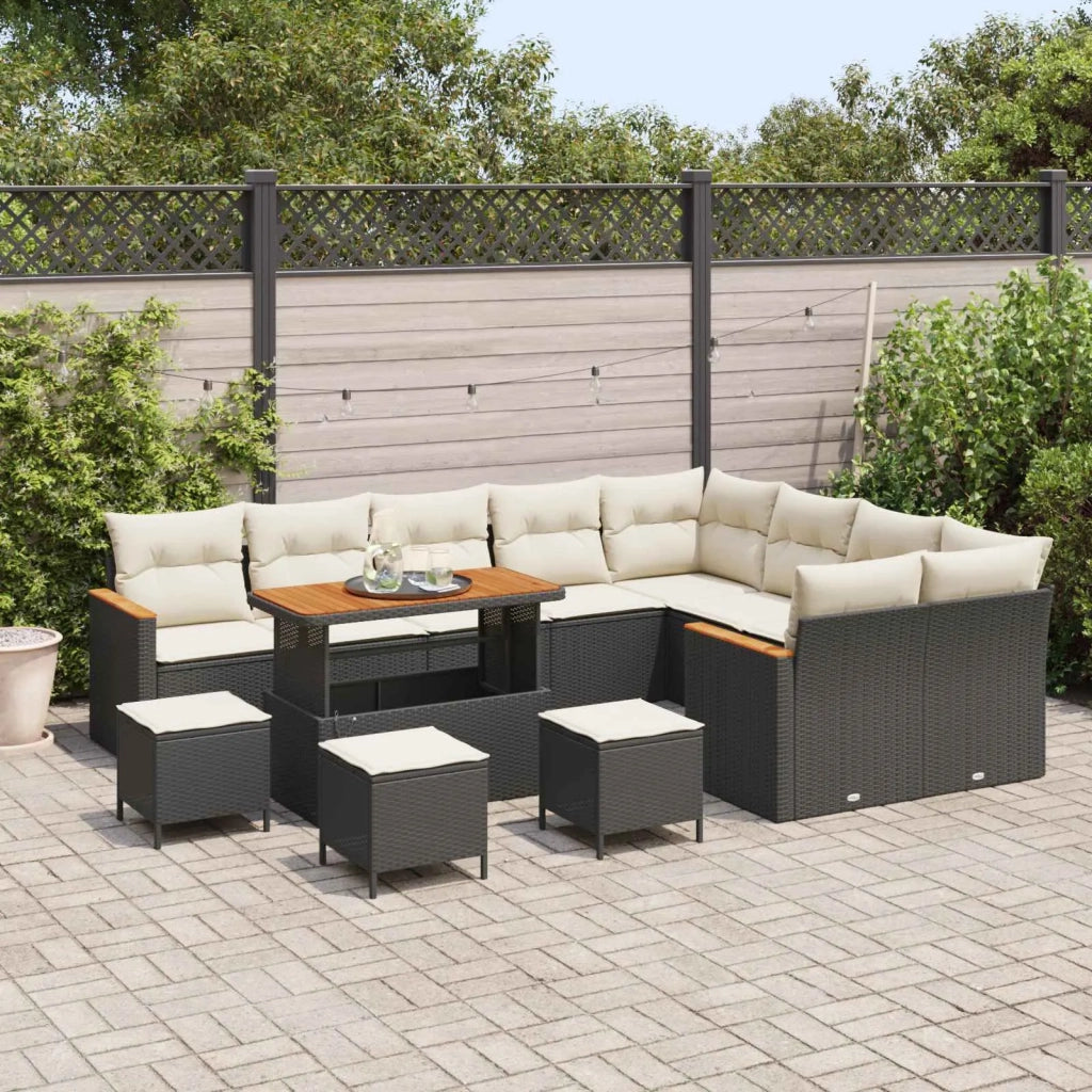 Set Divano da Giardino 13 pcs Nero polyrattan 3362960