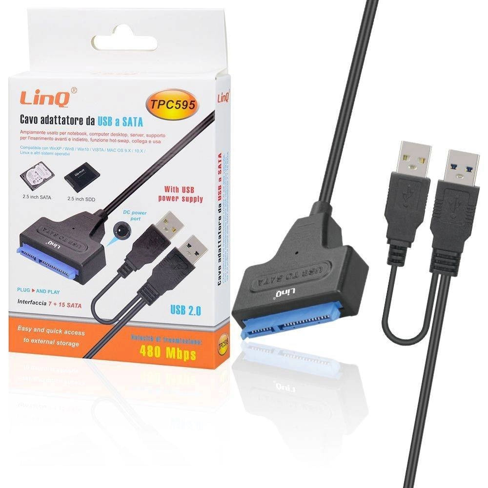 Trade Shop - Cavo Adattatore Da Usb 2.0 A Sata Ssd 2,5" Per Hard Disk Velocità 480mbps Tpc595 -
