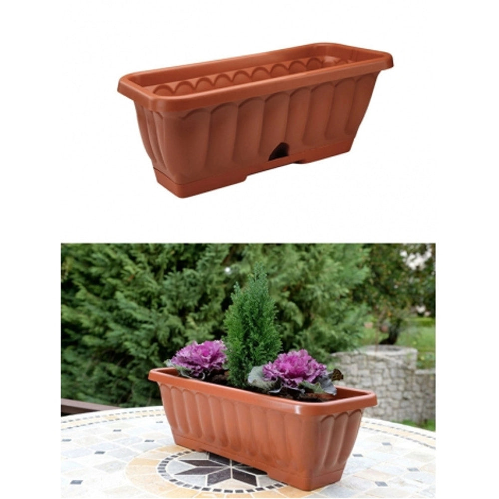 Trade Shop - Balconetta Fioriera Rettangolare 60x17x20 Cm Vaso In Plastica Cassetta Sottovaso -