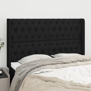 Testiera ad Orecchio-Testata con Orecchie Nera 163x16x118/128 cm in Tessuto 920522