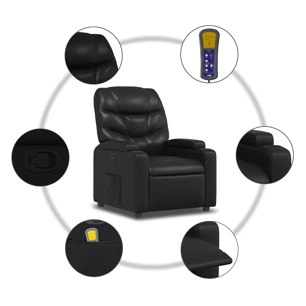 Poltrona Massaggiante | Sedia Relax Reclinabile Nera in Similpelle