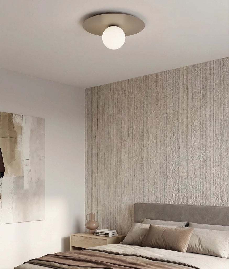 Lampada da soffitto SOLAR 1xE14 sfera vetro beige Emibig
